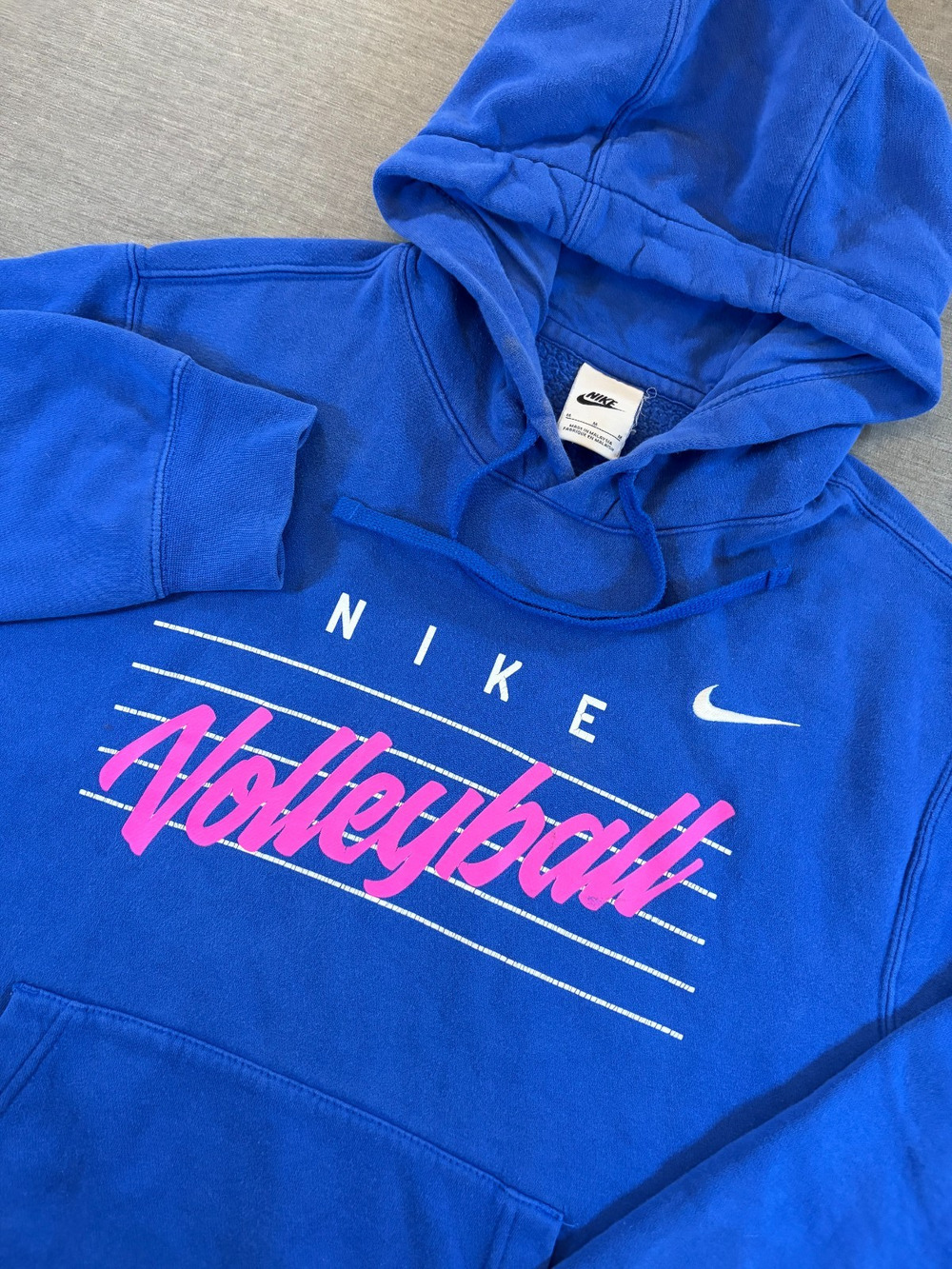Nike Volleyball Blue Graphic Pullover Fleece Hoodie Medium White Tag